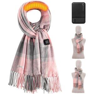 Women Pink Rechargeable Neck Warmer Scarves Intelligent Electric Heating Scarf